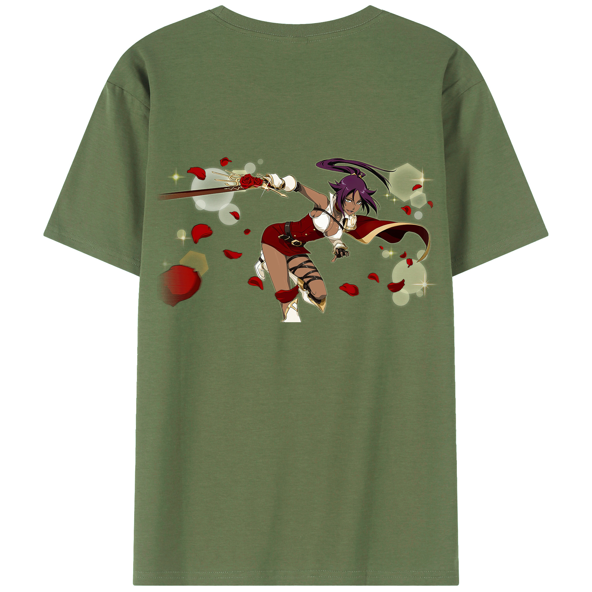 （画像用） ブリーチ 四楓院 夜一（しほういん よるいち） BLEACH Shihouin Yoruichi 綿100％ メンズ半袖Tシャツ（バックプリント） 通気性